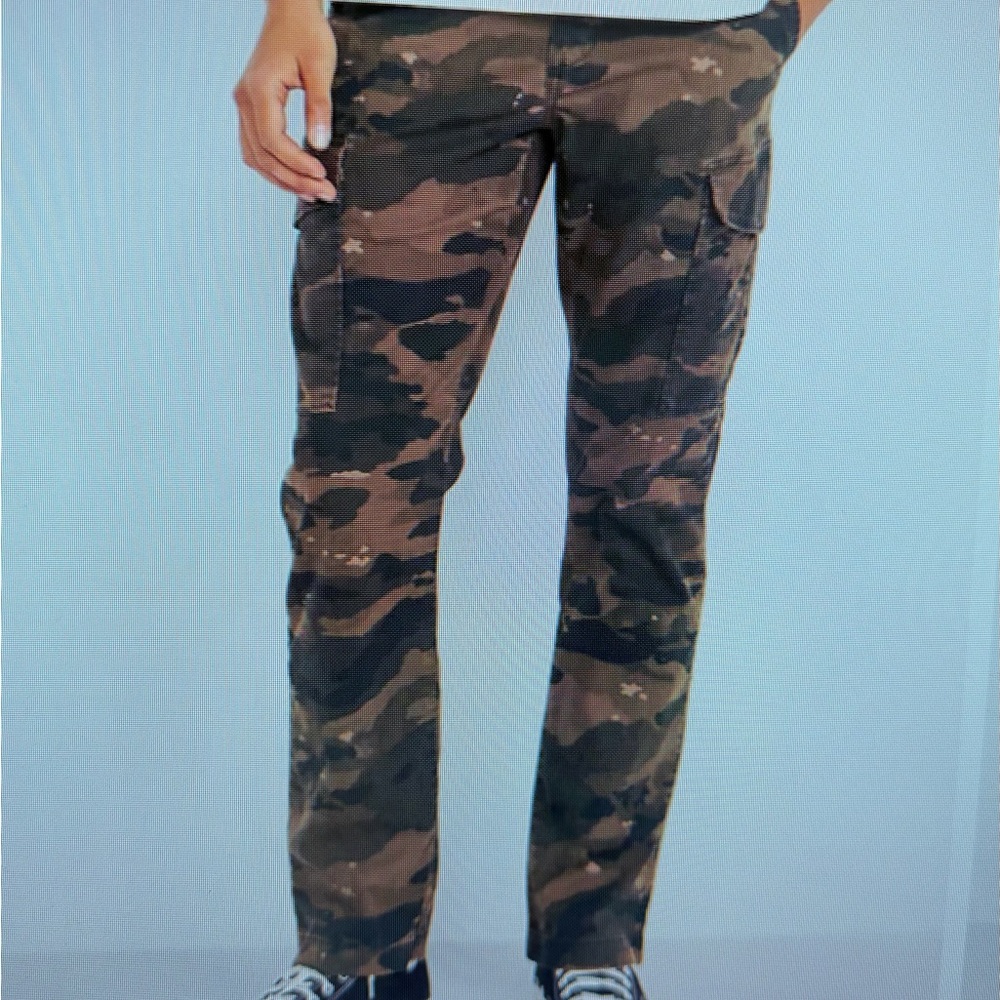 Men's Camouflage Cargo Pants - Brown/Olive Straight Build in Flex